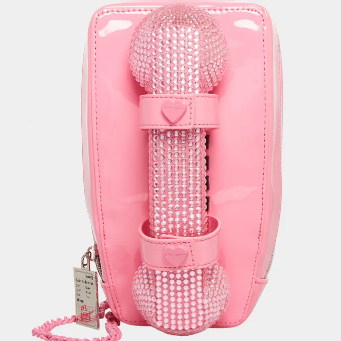 Betsey Johnson Kitsch Call Me Old School Crossbody Pink