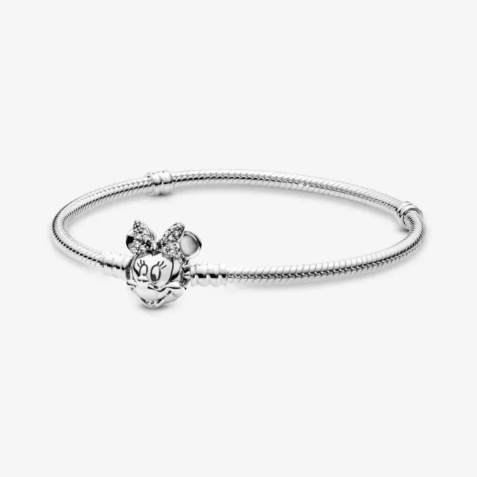 PANDORA Disney Pandora Moments Pavé Minnie Mouse Clasp Snake Chain Bracelet