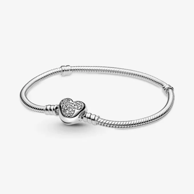 PANDORA Disney Pandora Moments Mickey Mouse Heart Clasp Snake Chain Bracelet