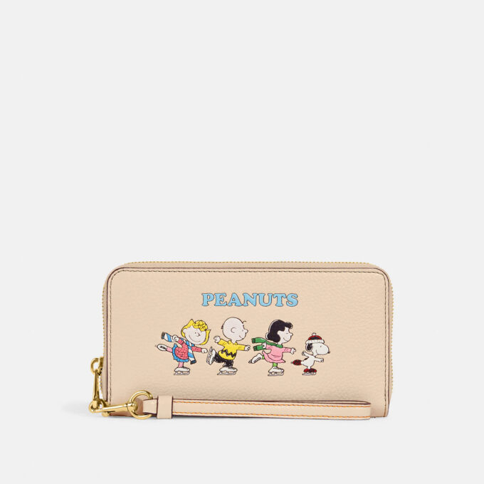 COACH X Peanuts Long Zip Around Wallet With Snoopy And Friends Motif